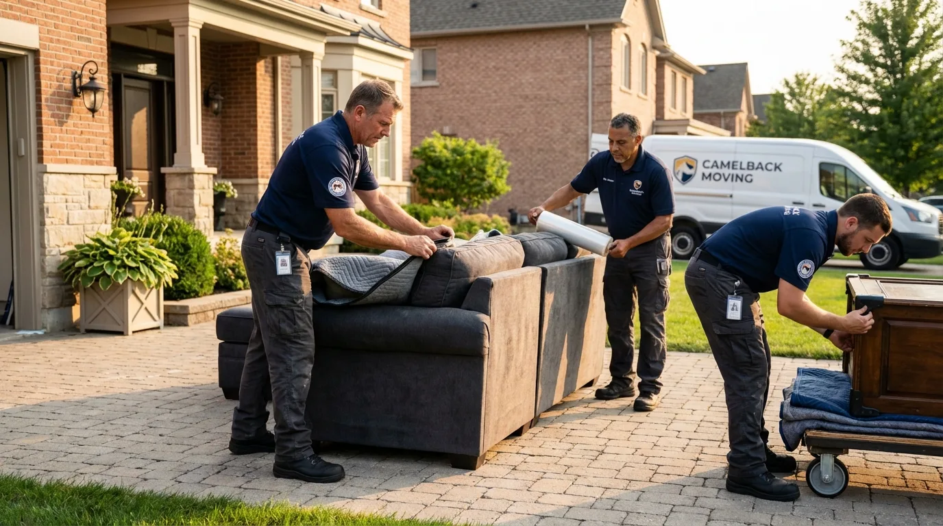 Large estate moving crew wrapping furniture in Cherryville, PA