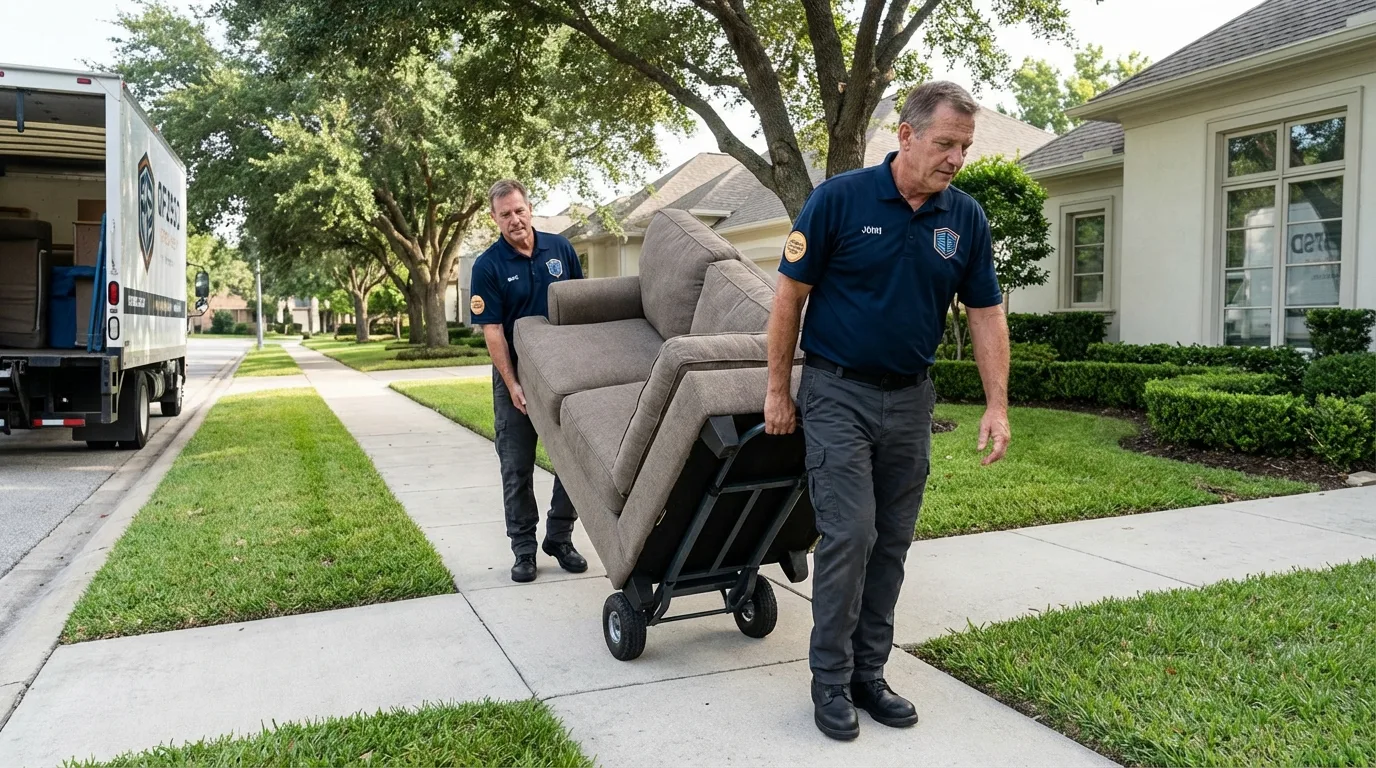 Local residential moving crew loading furniture in Cherryville, PA