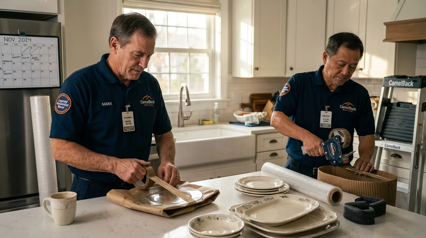 Professional crew packing kitchen dishware in Cherryville, PA
